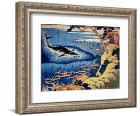 Whaling Off the Goto Island, from the Series 'Oceans of Wisdom'-Katsushika Hokusai-Framed Giclee Print