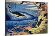 Whaling Off the Goto Island, from the Series 'Oceans of Wisdom'-Katsushika Hokusai-Stretched Canvas