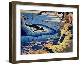 Whaling Off the Goto Island, from the Series 'Oceans of Wisdom'-Katsushika Hokusai-Framed Giclee Print