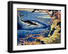 Whaling Off the Goto Island, from the Series 'Oceans of Wisdom'-Katsushika Hokusai-Framed Giclee Print