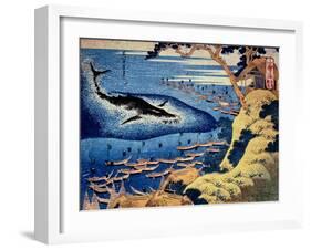 Whaling Off the Goto Island, from the Series 'Oceans of Wisdom'-Katsushika Hokusai-Framed Giclee Print
