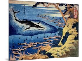 Whaling Off the Goto Island, from the Series 'Oceans of Wisdom'-Katsushika Hokusai-Mounted Giclee Print
