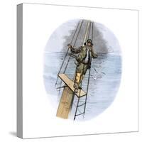 Whaling Schooner Lookout Calling, "There She Blows!"-null-Stretched Canvas