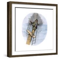 Whaling Schooner Lookout Calling, "There She Blows!"-null-Framed Giclee Print
