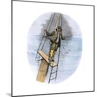 Whaling Schooner Lookout Calling, "There She Blows!"-null-Mounted Giclee Print