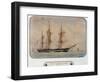 Whaling Ship at Havre, 1845, by Francois Roux (1811-1882), Watercolour, France, 19th Century-null-Framed Giclee Print