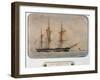 Whaling Ship at Havre, 1845, by Francois Roux (1811-1882), Watercolour, France, 19th Century-null-Framed Giclee Print