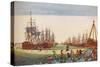 Whaling Ships at Kingston On Hull, c1780-BF Liezel-Stretched Canvas