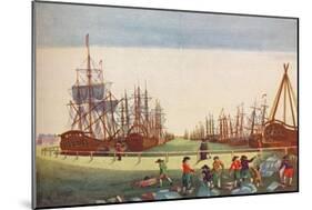 Whaling Ships at Kingston On Hull, c1780-BF Liezel-Mounted Giclee Print