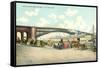 Wharf and Eads Bridge, St. Louis, Missouri-null-Framed Stretched Canvas