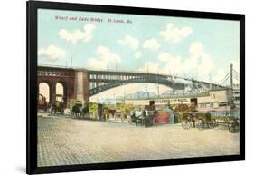 Wharf and Eads Bridge, St. Louis, Missouri-null-Framed Art Print