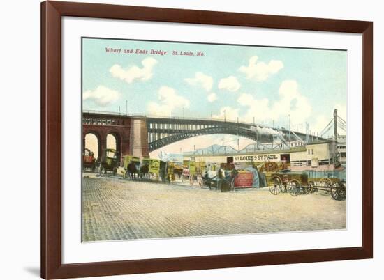 Wharf and Eads Bridge, St. Louis, Missouri-null-Framed Art Print