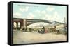 Wharf and Eads Bridge, St. Louis, Missouri-null-Framed Stretched Canvas