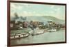 Wharf with Steamboats, Wheeling, West Virginia-null-Framed Art Print