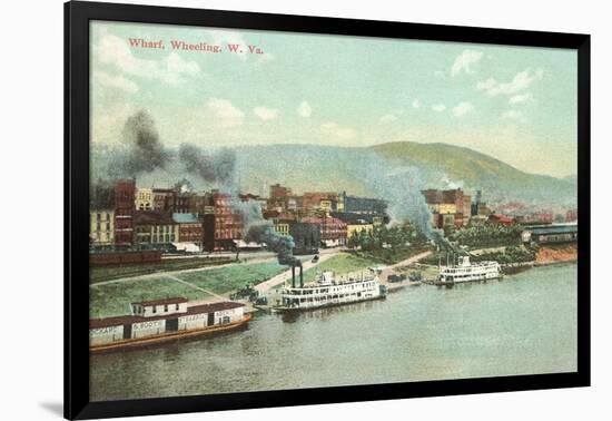 Wharf with Steamboats, Wheeling, West Virginia-null-Framed Art Print