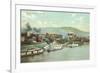 Wharf with Steamboats, Wheeling, West Virginia-null-Framed Art Print