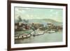 Wharf with Steamboats, Wheeling, West Virginia-null-Framed Art Print