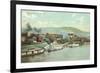 Wharf with Steamboats, Wheeling, West Virginia-null-Framed Art Print