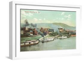 Wharf with Steamboats, Wheeling, West Virginia-null-Framed Art Print