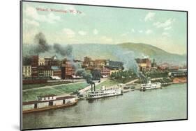 Wharf with Steamboats, Wheeling, West Virginia-null-Mounted Art Print