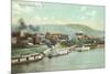 Wharf with Steamboats, Wheeling, West Virginia-null-Mounted Premium Giclee Print