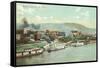 Wharf with Steamboats, Wheeling, West Virginia-null-Framed Stretched Canvas