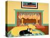 What A Ball Yellow Black Cat-Stephen Huneck-Stretched Canvas