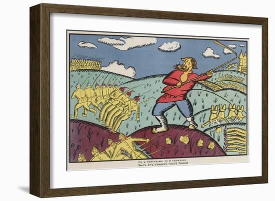 What a Boom! What a Blast There Was from the Germans at Lomza! , 1915 (Colour Litho)-Kazimir Severinovich Malevich-Framed Giclee Print