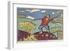 What a Boom! What a Blast There Was from the Germans at Lomza! , 1915 (Colour Litho)-Kazimir Severinovich Malevich-Framed Giclee Print