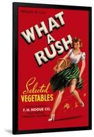 What a Rush - Vegetable Crate Label-Lantern Press-Framed Art Print