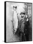 What a Whopper! a Victorian Gentleman Stands Proudly Next to the Salmon He Has Caught-null-Framed Stretched Canvas