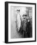 What a Whopper! a Victorian Gentleman Stands Proudly Next to the Salmon He Has Caught-null-Framed Photographic Print