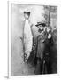 What a Whopper! a Victorian Gentleman Stands Proudly Next to the Salmon He Has Caught-null-Framed Photographic Print