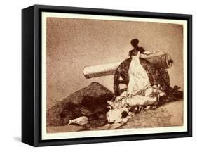 What Courage! Plate 7 'The Disasters of War-Francisco de Goya-Framed Stretched Canvas