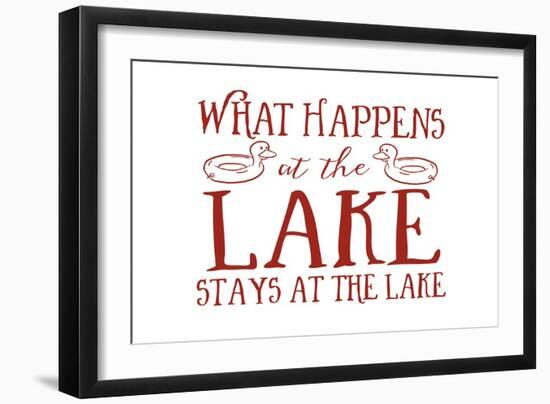 What Happens at the Lake (Ducks)-Lantern Press-Framed Art Print