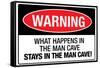 What Happens In the Man Cave Sign Poster-null-Framed Stretched Canvas