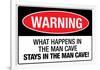 What Happens In the Man Cave Sign Poster-null-Framed Poster