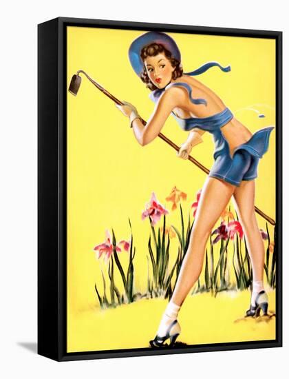 What Hoe! Gardening Pin-Up 1940-Gil Elvgren-Framed Stretched Canvas