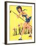 What Hoe! Gardening Pin-Up 1940-Gil Elvgren-Framed Art Print