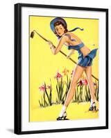 What Hoe! Gardening Pin-Up 1940-Gil Elvgren-Framed Art Print