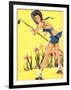 What Hoe! Gardening Pin-Up 1940-Gil Elvgren-Framed Art Print