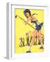 What Hoe! Gardening Pin-Up 1940-Gil Elvgren-Framed Art Print