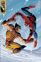 What If? Spider-Man Vs. Wolverine No.1 Cover: Spider-Man and Wolverine-John Romita Jr^-Lamina Framed Poster