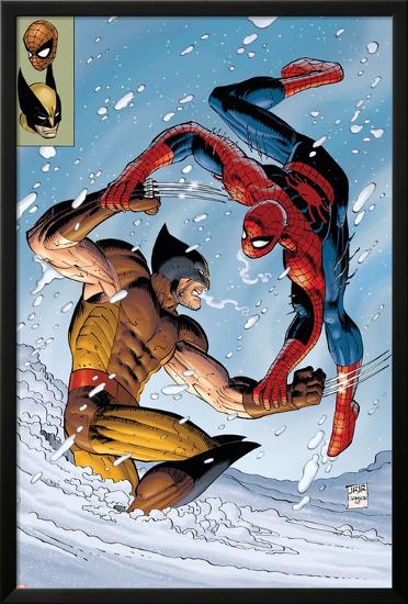 What If? Spider-Man Vs. Wolverine No.1 Cover: Spider-Man and Wolverine-John Romita Jr^-Lamina Framed Poster