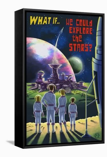 What If We Could Explore the Stars?-Lantern Press-Framed Stretched Canvas