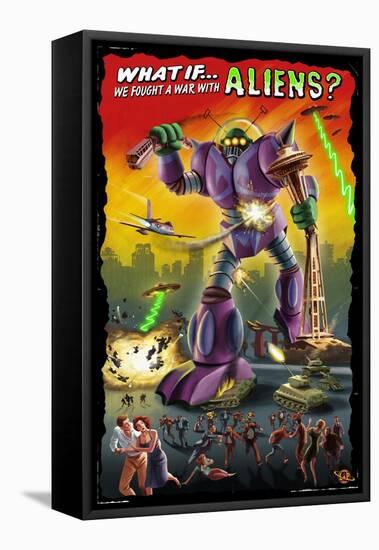What If We Fought a War with Aliens?-Lantern Press-Framed Stretched Canvas