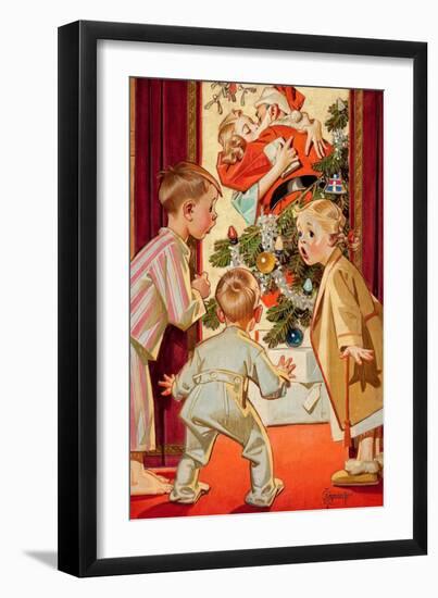 What Is Santa Doing to Mommy?-Joseph Christian Leyendecker-Framed Art Print