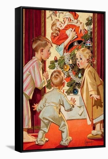 What Is Santa Doing to Mommy?-Joseph Christian Leyendecker-Framed Stretched Canvas