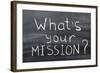 What is Your Mission-Yury Zap-Framed Photographic Print