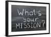 What is Your Mission-Yury Zap-Framed Photographic Print